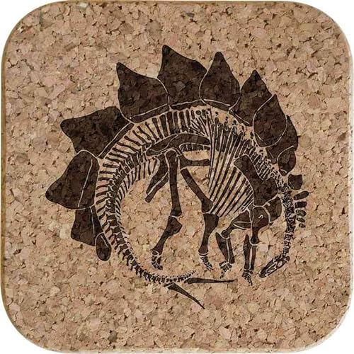 4 x 'Stegosaurus-Fossil' Quadratische Korkuntersetzer (CR00205139) von Azeeda