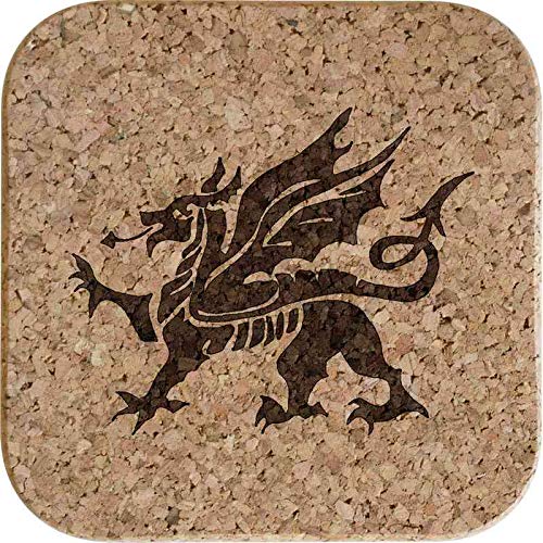 4 x 'Waliser-Drache' Quadratische Korkuntersetzer (CR00149900) von Azeeda