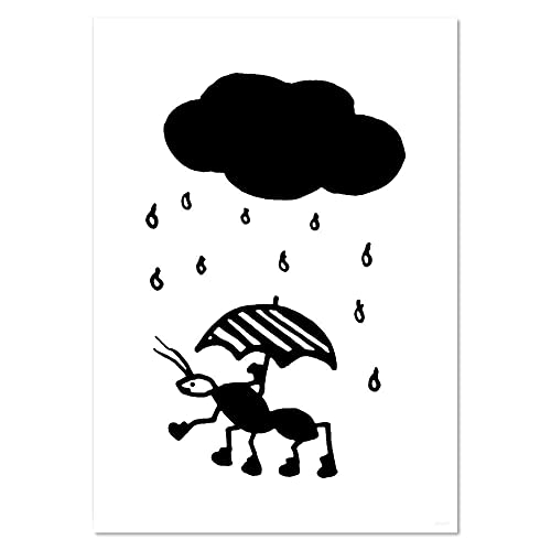 A4 'Ameise mit Regenschirm' Poster/Kunstdruck (PP00224357) von Azeeda