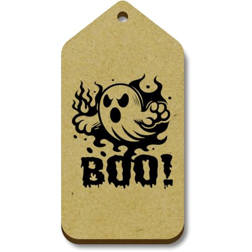 Azeeda 10 x 'Buh! Halloween-Geist' 66mm x 34mm Hölzerne Tags (TG00131358) von Azeeda