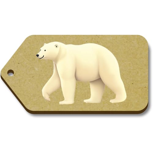 Azeeda 10 x 'Glücklicher Eisbär' 66mm x 34mm Hölzerne Tags (TG00124463) von Azeeda