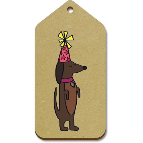 Azeeda 10 x Groß 'Dackelparty 'Lou'' Hölzerne Tags (TG00127861) von Azeeda