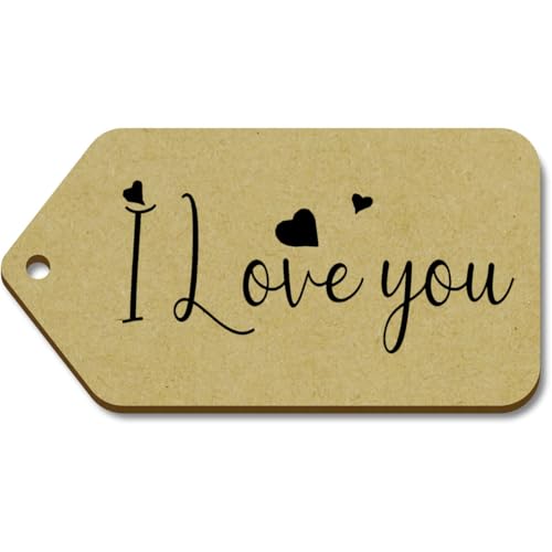 Azeeda 10 x Groß 'Ich liebe dich mit Herzen' Hölzerne Tags (TG00124597) von Azeeda