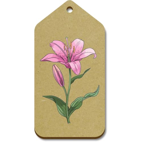 Azeeda 10 x Groß 'Lilie' Hölzerne Tags (TG00132071) von Azeeda