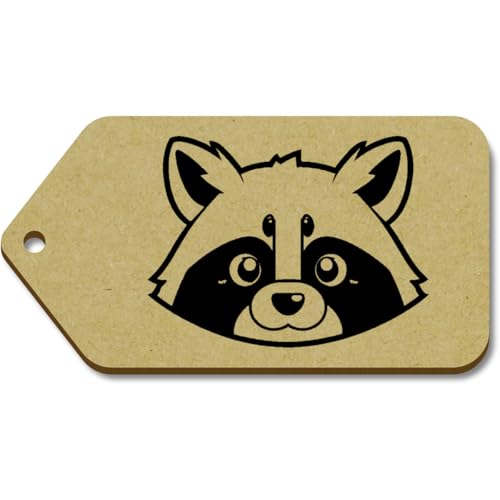 Azeeda 10 x Groß 'Süßer Waschbärkopf' Hölzerne Tags (TG00126507) von Azeeda