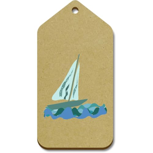 Azeeda 10 x Groß 'Yacht auf dem Ozean' Hölzerne Tags (TG00128097) von Azeeda