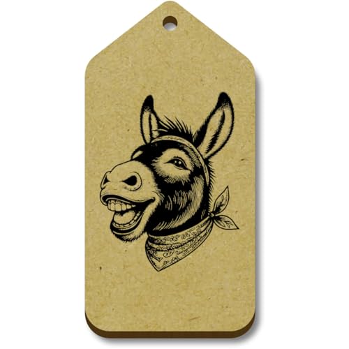 Azeeda 10 x 'Lachender Esel' 66mm x 34mm Hölzerne Tags (TG00125878) von Azeeda