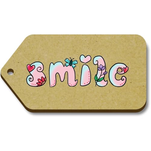 Azeeda 10 x 'Lächeln' 66mm x 34mm Hölzerne Tags (TG00129293) von Azeeda