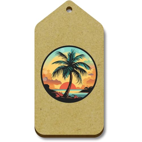 Azeeda 10 x 'Palme am Strand' 66mm x 34mm Hölzerne Tags (TG00128876) von Azeeda