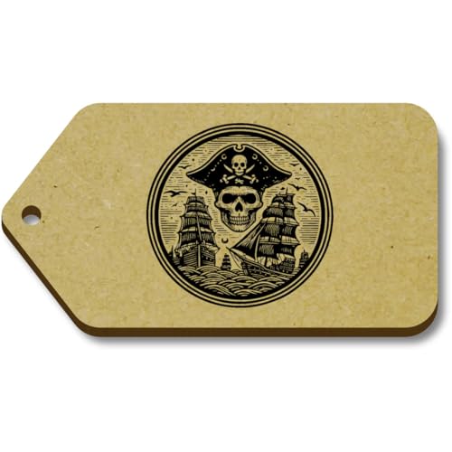 Azeeda 10 x 'Piratenschiffe & Totenkopf' 66mm x 34mm Hölzerne Tags (TG00125916) von Azeeda