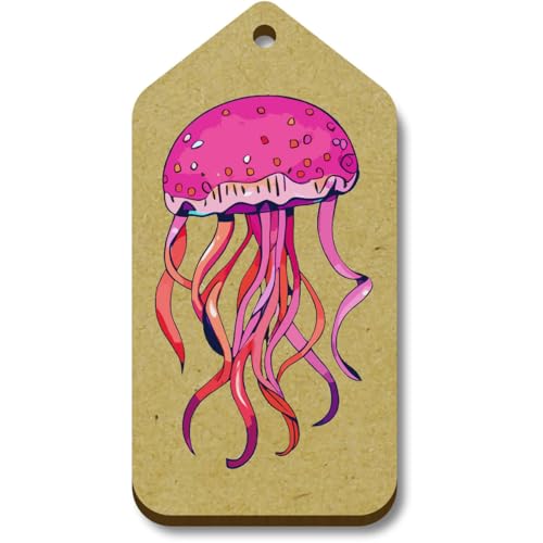 Azeeda 10 x 'Rosa Quallen' 66mm x 34mm Hölzerne Tags (TG00123940) von Azeeda