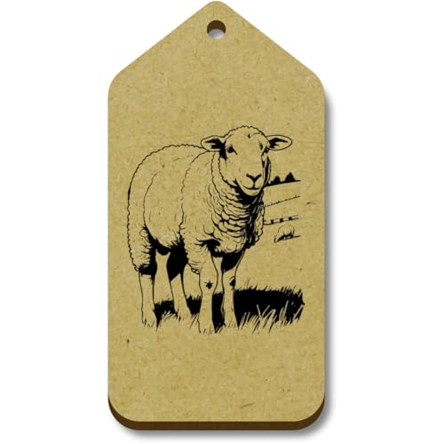 Azeeda 10 x 'Schafe grasen auf einer Weide' 66mm x 34mm Hölzerne Tags (TG00125241) von Azeeda