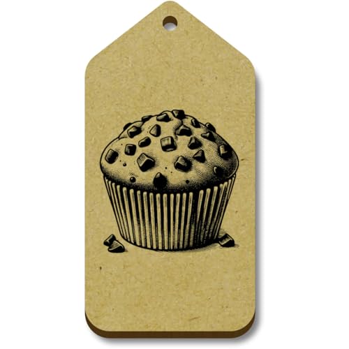 Azeeda 10 x 'Schokoladensplitter-Muffin' 66mm x 34mm Hölzerne Tags (TG00125766) von Azeeda