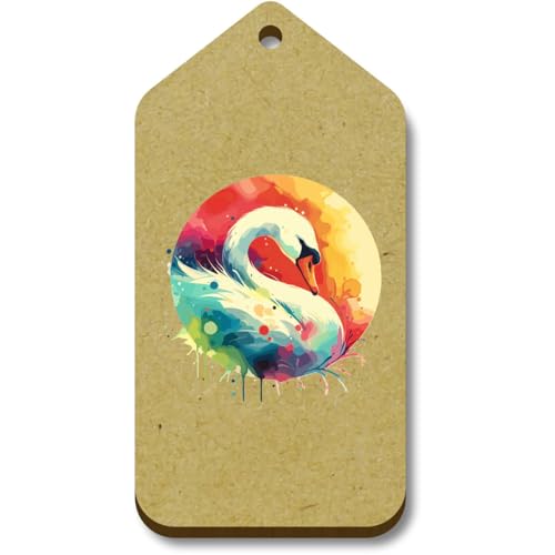 Azeeda 10 x 'Schwan' 66mm x 34mm Hölzerne Tags (TG00129341) von Azeeda