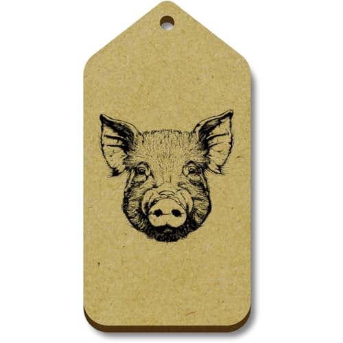 Azeeda 10 x 'Schweinekopf' 66mm x 34mm Hölzerne Tags (TG00128816) von Azeeda