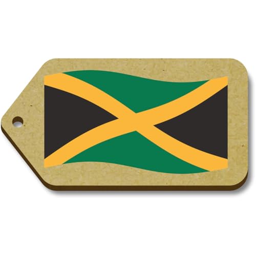 Azeeda 10 x 'Wehende jamaikanische Flagge' 66mm x 34mm Hölzerne Tags (TG00124256) von Azeeda