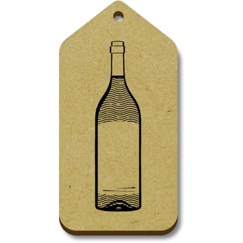 Azeeda 10 x 'Weinflasche' 66mm x 34mm Hölzerne Tags (TG00124214) von Azeeda