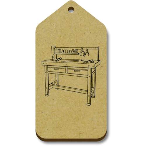 Azeeda 10 x 'Werkzeuge Werkbank' 66mm x 34mm Hölzerne Tags (TG00125257) von Azeeda