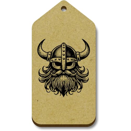 Azeeda 10 x 'Wikinger Kopf' 66mm x 34mm Hölzerne Tags (TG00130242) von Azeeda
