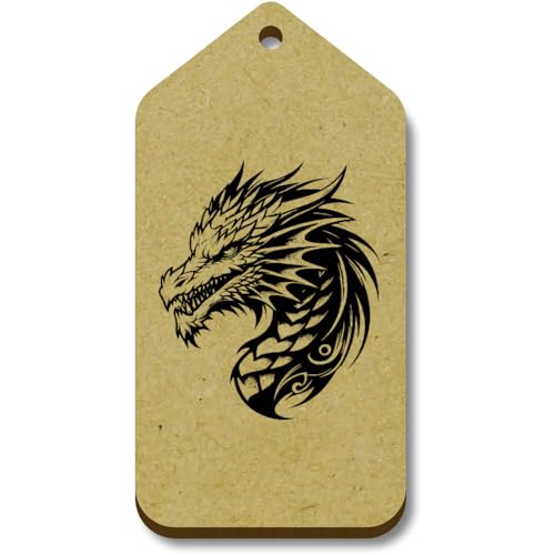 Azeeda 10 x 'Wilder Drache' 66mm x 34mm Hölzerne Tags (TG00128760) von Azeeda