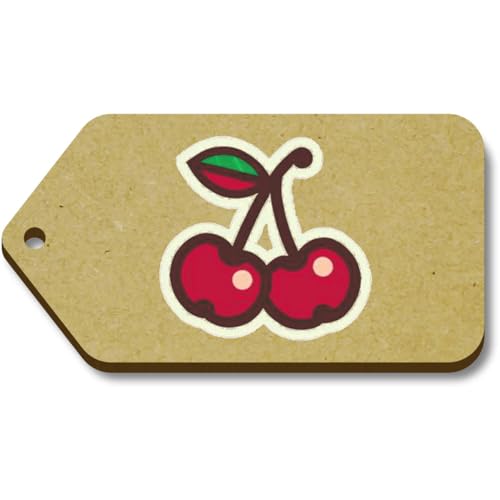 Azeeda 10 x 'Zwei Kirschen' 66mm x 34mm Hölzerne Tags (TG00128856) von Azeeda