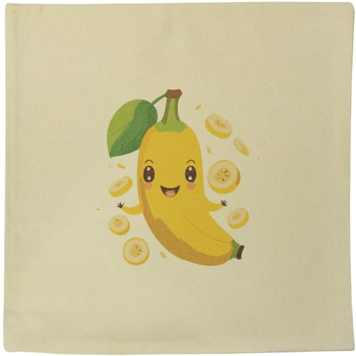 Azeeda 40cm 'Lächelnde Banane im Kawaii-Stil' Kissen Abdeckung (CV00034930) von Azeeda