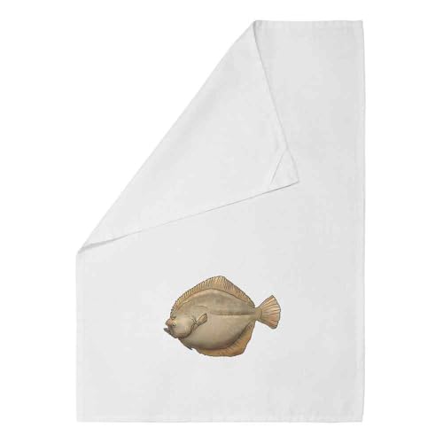 Azeeda 'Flunder' Weißes Geschirrtuch aus Baumwolle (TW00022103) von Azeeda