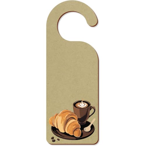 Azeeda 'Kaffee und Croissant ' 200mm x 72mm Türhänger (DH00039882) von Azeeda