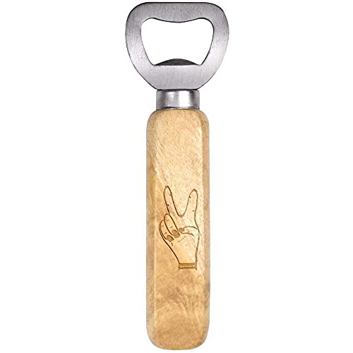 Azeeda 'Peace-Zeichen-Finger' Flaschenöffner aus Holz (BO00056319) von Azeeda