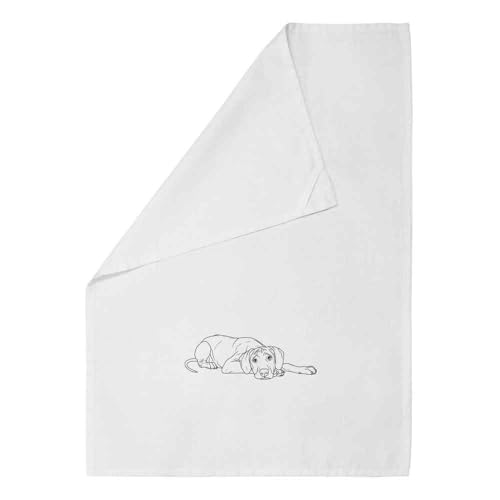 Azeeda 'Schläfriger Rhodesian Ridgeback-Hund' Weißes Geschirrtuch aus Baumwolle (TW00031556) von Azeeda