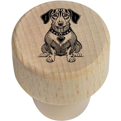 BS00027313 Flaschenverschluss aus Holz, 19 mm, Dackel-Hund von Azeeda