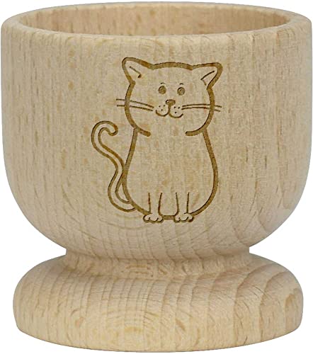 'Sitzende Katze' Hölzerner Eierbecher (EC00023174) von Azeeda