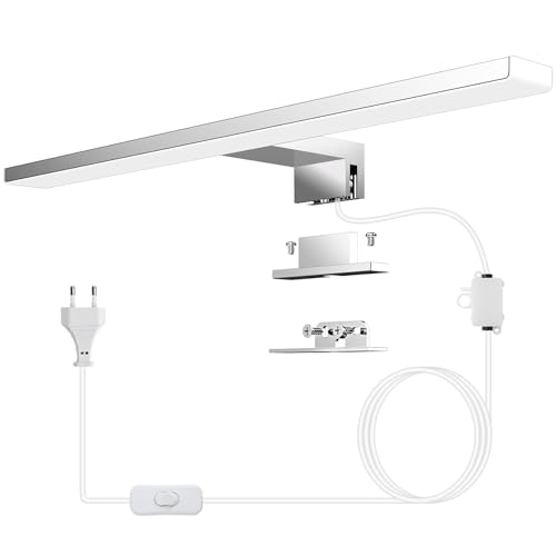 Azhien LED Badezimmer Spiegelleuchte 10W,Neutralweiß 4000K 820lm Wandleuchte Spiegelleuchte mit Stecker,3-in-1 Montage Badlampe,40CM IP44 Badezimmer Spiegellamp für Spiegelschrank,230V,400mm von Azhien