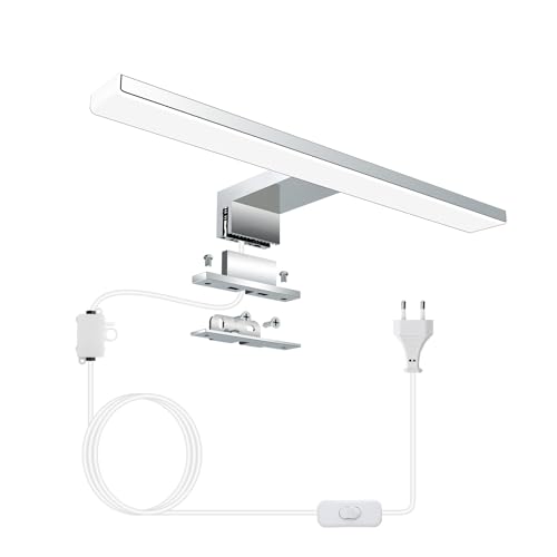 Azhien LED Badezimmer Spiegelleuchte 5W,Neutralweiß 4000K Wandleuchte 500lm Spiegelleuchte mit Stecker,3-in-1 Montage Badlampe,30CM IP44 Badezimmer Spiegellamp für Spiegelschrank,230V,300mm von Azhien