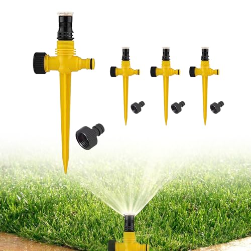 4 Paar Rasensprenger 360 Grad Bewässerungssystem Gartensprenger Automatische Garten Sprinkler Einstellbar Wassersprenger Gartensprinkler mit Schnellverbinder Sprinklersystem Beregner für Garten Rasen von Azhong toys
