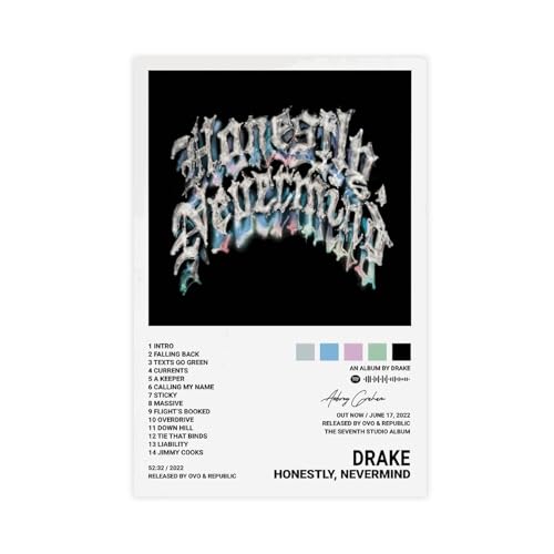 Azizat Drake Poster Honestly, Nevermind Albumcover Poster, 1 Leinwand-Poster, Wandkunst, Dekordruck, Bild, Gemälde für Wohnzimmer, Schlafzimmer, Dekoration, 30 x 45 cm von Azizat