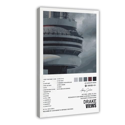 Azizat Drake Poster Views Album Cover Poster Leinwand Poster Schlafzimmer Dekor Sport Landschaft Büro Zimmer Dekor Geschenk 30 x 45 cm von Azizat