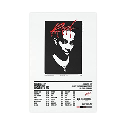 Azizat Playboi Carti ganzes Lotta, rotes Albumcover-Poster, 3 Leinwand-Poster, Schlafzimmer-Dekor, Sportlandschaft, Büro, Raumdekoration, Geschenk, 30 x 45 cm von Azizat