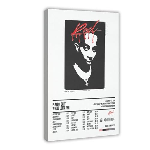 Azizat Playboi Carti Whole Lotta Red Album Cover Poster 3 Leinwand Poster Wandkunst Dekor Druck Bild Gemälde für Wohnzimmer Schlafzimmer Dekoration 30 x 45 cm von Azizat