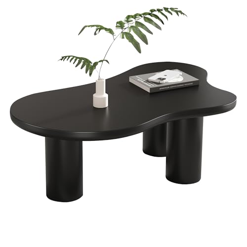 Azkoeesy Couchtisch in Wolkenform, 107 x 66 x 40,5 cm, Beine aus PVC, mit Bodenschutz, Kinderspieltisch, Wohnzimmertisch, Kaffeetisch (Schwarz) von Azkoeesy