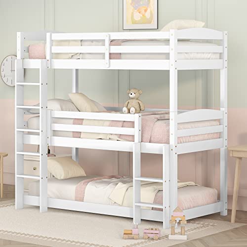 Azkoeesy Etagenbett für 3 Kinder, 90 x 200 cm, mit Fallschutz und Lattenrost, umwandelbarer Bettrahmen, Dreierbett, Stockbett, weiß Azkoeesy Etagenbett für 3 Kinder, 90 x 200 cm, mit Fallschutz und Lattenrost, umwandelbarer Bettrahmen, Dreierbett, Stockbett, weiß von Azkoeesy