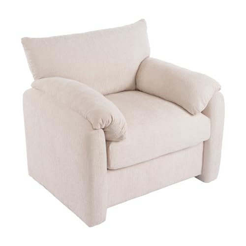 Azkoeesy Modernes Relaxsessel Fernsehsessel Einzelsofa Loungesessel - übergroßer Sessel mit Chenille-Stoff - geeignet für Wohnzimmer und Schlafzimmer (Beige) von Azkoeesy