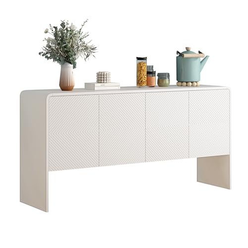 Azkoeesy Sideboard in Minimalistischer Stil mit viel Stauraum - 152x76x40 cm - Buffet Küchenschrank Anrichte Hochboard Schrank für Wohnzimmer, Flur (Weiß) von Azkoeesy