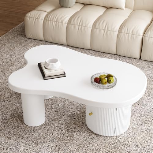 Azkoeesy Stilvoll Weißer Couchtisch Wohnzimmertisch Kaffeetisch in Wolkenform, Unregelmäßiger, (100 L x 60 B x 37 H) von Azkoeesy