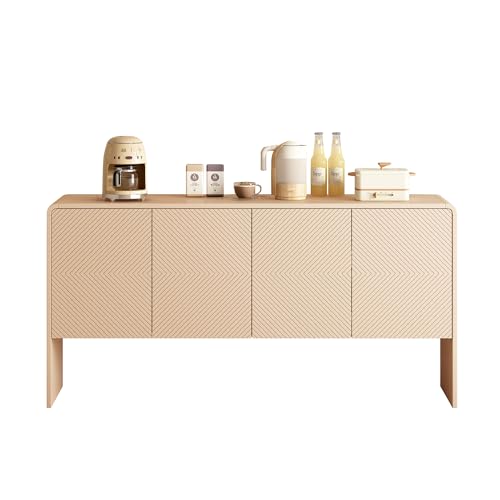 Sideboard in Minimalistischer Stil mit viel Stauraum - 152x76x40 cm - Buffet Küchenschrank Anrichte Hochboard Schrank für Wohnzimmer, Flur (Aprikosencreme) von Azkoeesy