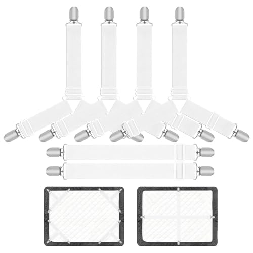 Azlanway Bettlakenspanner, 6 Stück Dreieckige Bettlakenklammern Verstellbar Elastische Bettlaken Spanngurte mit Metallclips Faltenfreie Spannbettlakenhalter Lakenspanner für Bettwäsche Matratze Sofa Azlanway Bettlakenspanner, 6 Stück Dreieckige Bettlakenklammern Verstellbar Elastische Bettlaken Spanngurte mit Metallclips Faltenfreie Spannbettlakenhalter Lakenspanner für Bettwäsche Matratze Sofa von Azlanway