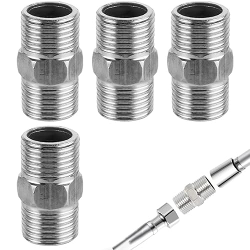 Azlanway Edelstahl Doppelnippel 1/2 Zoll, 4 Stück Duschschlauch Adapter Verbinder, Gewindefitting Verlängerung, Rohranschluss für Wasserleitung, Luftleitung, Dusche, Wasserhahn, Hochdruckreiniger Azlanway Edelstahl Doppelnippel 1/2 Zoll, 4 Stück Duschschlauch Adapter Verbinder, Gewindefitting Verlängerung, Rohranschluss für Wasserleitung, Luftleitung, Dusche, Wasserhahn, Hochdruckreiniger von Azlanway