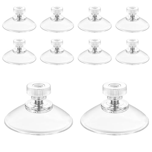 Azlanway Saugnäpfe, 10 Stück, transparente Kunststoff-Saugnäpfe mit Rändelmuttern, 40 mm, wiederverwendbar, robuste Pads für Fenster und Spiegel, Glas, Fliesen, Küche und DIY-Dekor von Azlanway