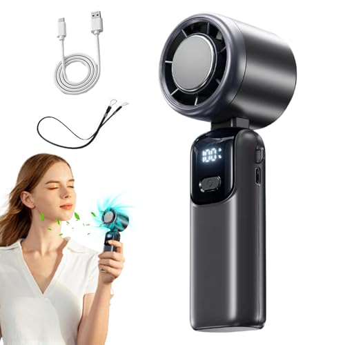 Aufladbarer Handventilator, Faltbarer wiederaufladbarer Handventilator, Digitaler Luftkühler mit Anzeige Zubehör für heiße Wetter für Jugend Camping Angeln Reisen und Outdoor von Aznever