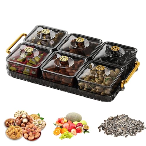 Aznever Geteiltes Serviertablett - Snack- und Vorspeisentablett | Tragbares, Durchsichtiges, Elegantes, Langlebiges, Abnehmbares, Modisches Tablett mit Deckel von Aznever